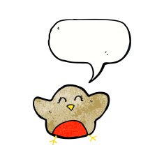 cartoon robin with speech bubble N44