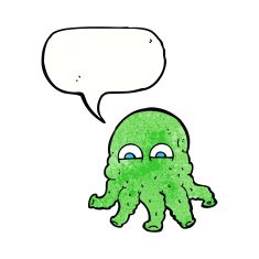 cartoon alien squid face with speech bubble N31