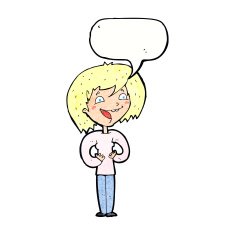 cartoon excited woman with speech bubble N143