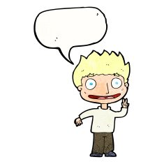 Cartoon happy boy with speech bubble N253