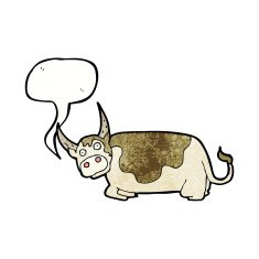 cartoon bull with speech bubble N30