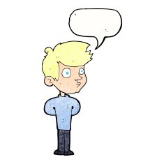 cartoon boy staring with speech bubble N22