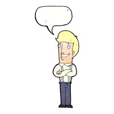 cartoon proud man with speech bubble N30
