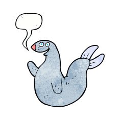 cartoon happy seal with speech bubble N21