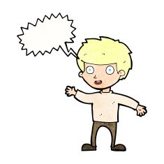 Cartoon happy boy with speech bubble N255