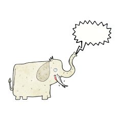 cartoon happy elephant with speech bubble N13