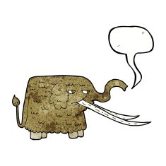 cartoon woolly mammoth with speech bubble N11