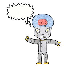 funny cartoon robot with speech bubble N57
