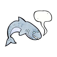cartoon shark with speech bubble N42