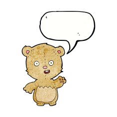 cartoon teddy bear with speech bubble N154