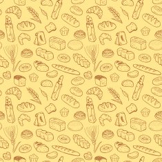 Hand drawn bakery seamless background