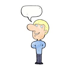 cartoon happy man with speech bubble N489