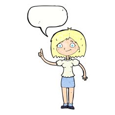 cartoon woman with idea speech bubble N271