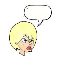 cartoon annoyed woman with speech bubble N196
