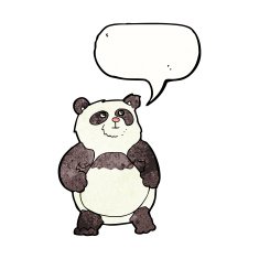 cartoon panda with speech bubble N3