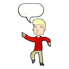 cartoon dancing man with speech bubble N20