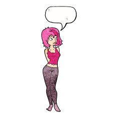 cartoon attractive girl with speech bubble N21