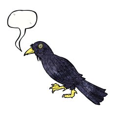 cartoon crow with speech bubble N16