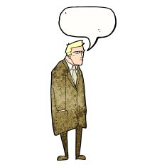 cartoon bad tempered man with speech bubble N10