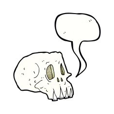 cartoon spooky skull with speech bubble N163