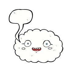 happy cartoon cloud with speech bubble N16