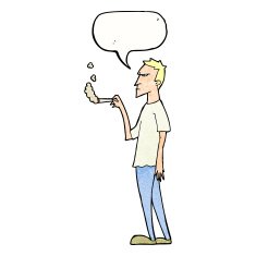cartoon annoyed smoker with speech bubble N10