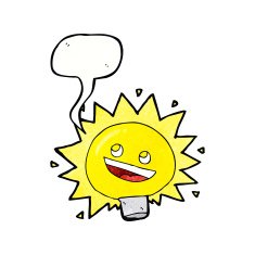 cartoon electric light bulb with speech bubble N5