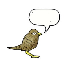 cartoon garden bird with speech bubble N41