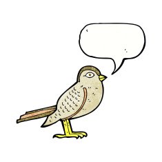 cartoon garden bird with speech bubble N42