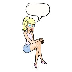 cartoon pretty woman with speech bubble N294