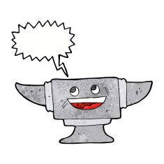 cartoon blacksmith anvil with speech bubble N3