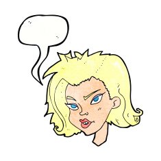 cartoon female face with speech bubble N167