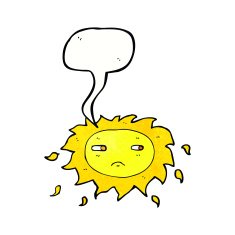 cartoon sad sun with speech bubble N10