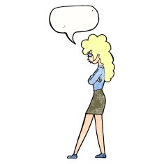cartoon annoyed woman with speech bubble N197