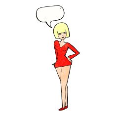 cartoon pretty woman with speech bubble N298