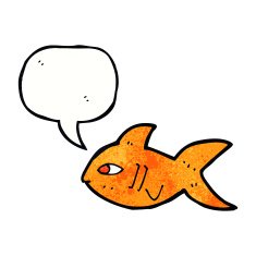 cartoon fish with speech bubble N99