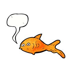 cartoon fish with speech bubble N100