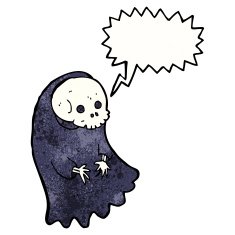 cartoon spooky ghoul with speech bubble N11