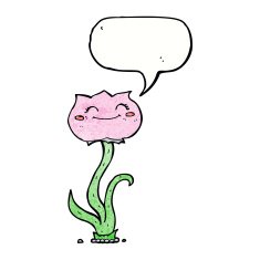cartoon flower with speech bubble N44