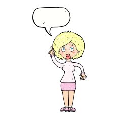 cartoon woman with idea speech bubble N272