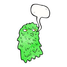 cartoon gross ghost with speech bubble N51