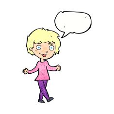 cartoon confused woman with speech bubble N92