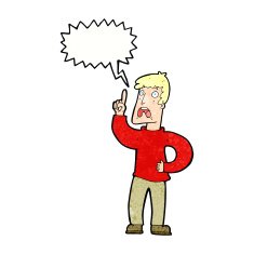 cartoon man with complaint speech bubble N11