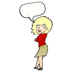 cartoon happy woman with speech bubble N277