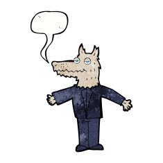 cartoon wolf with speech bubble N22