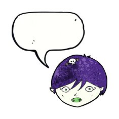cartoon vampire face with speech bubble N38