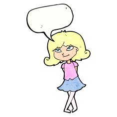 cartoon clever girl with speech bubble N11