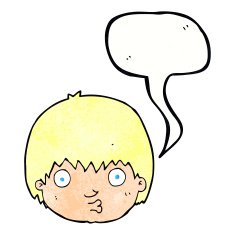 cartoon curious boy with speech bubble N40