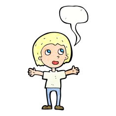 cartoon happy person with speech bubble N28