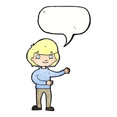 cartoon happy person with speech bubble N29